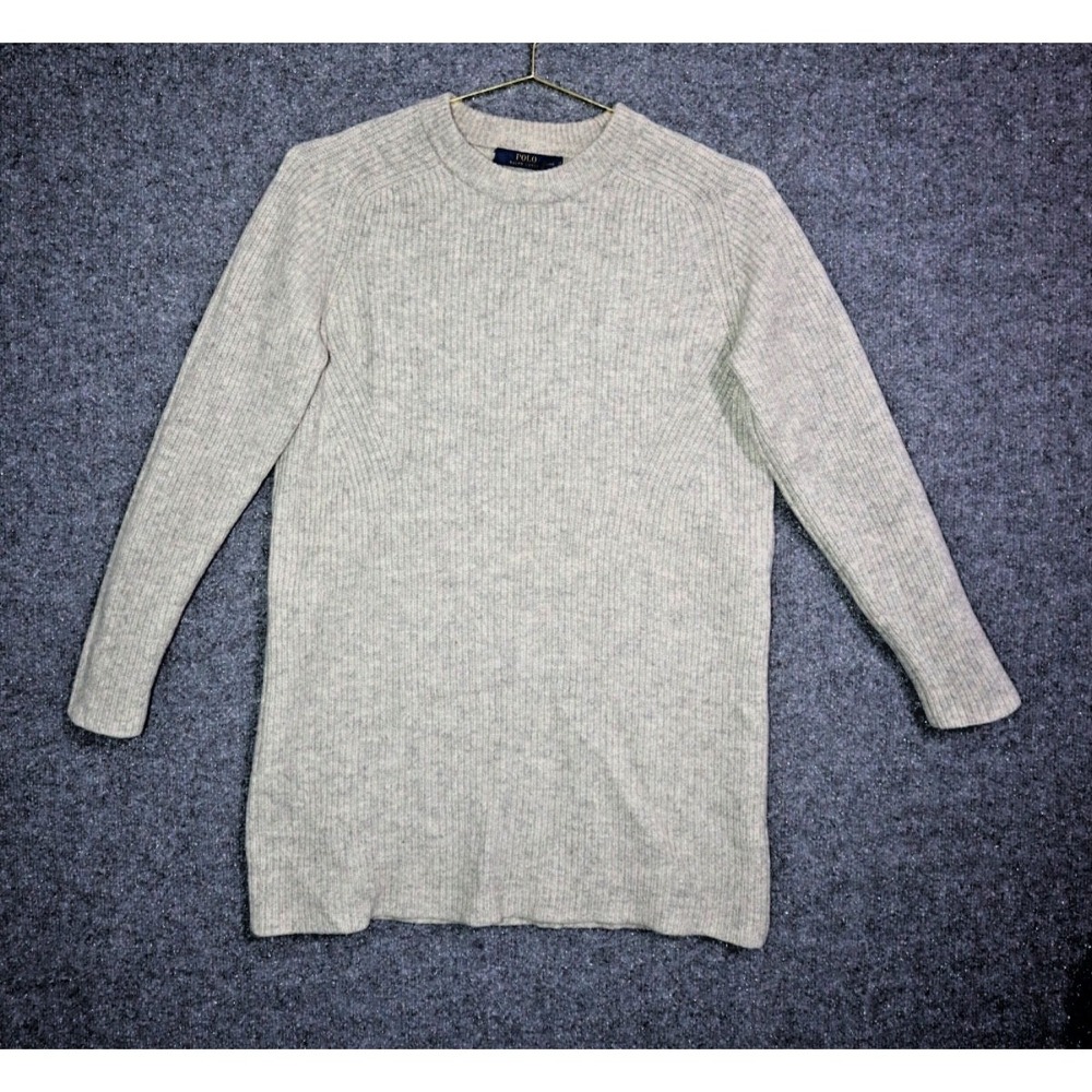 Polo Ralph Lauren Wool Cashmere Mini Sweater Dress Women Beige Medium EUC